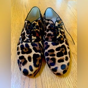 J. Crew Collection calf hair oxfords leopard 7.5